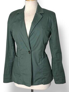 CAbi Womens Utility Blazer Jacket Olive Army Green Cotton Stretch Sz XS